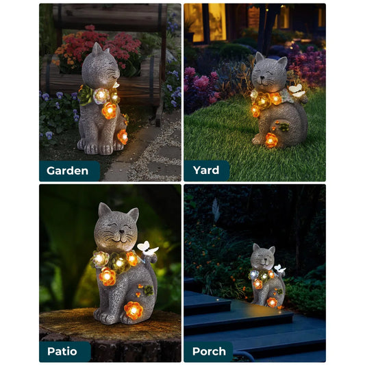 Cat Figurines Succulent Flower Butterfly Art Design for Home