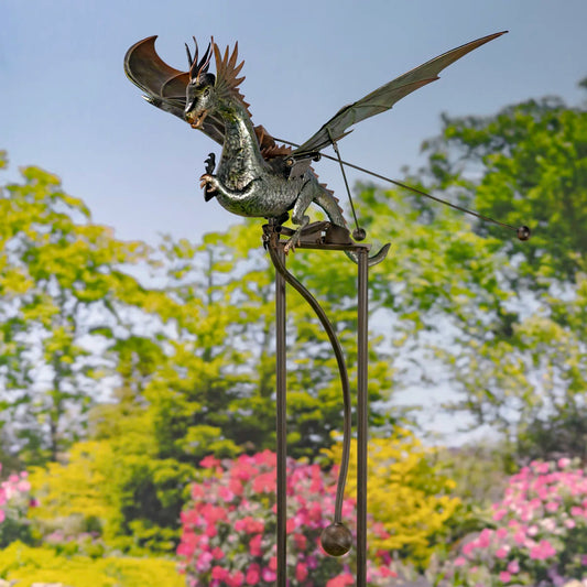 8.35ft. Tall XL Flying Dragon Iron Rocking Stake "Drakono"