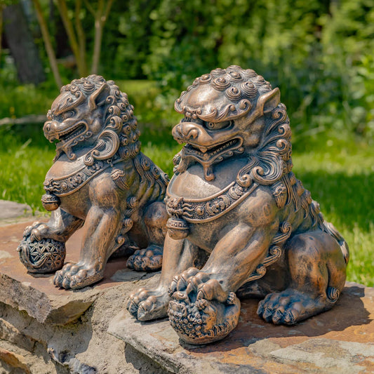 Stanleigh Lion Weather Resistant Magnesium Garden Statue (Set of 2)