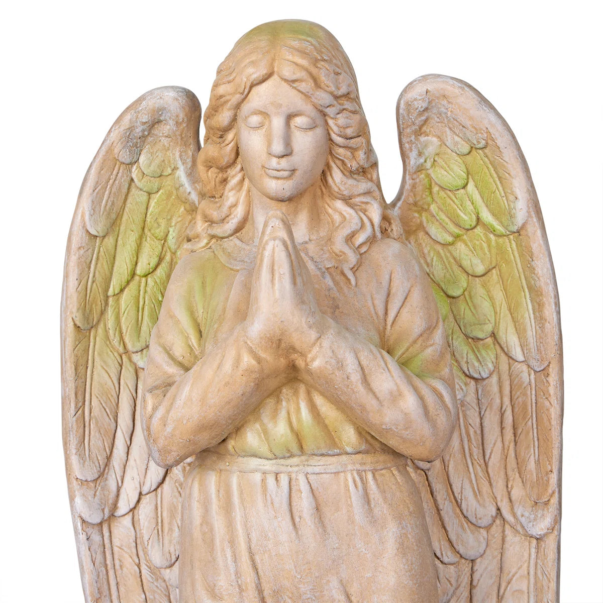 47"H Old World Praying Angel Statue with Mossy Finish for Garden & Lawn