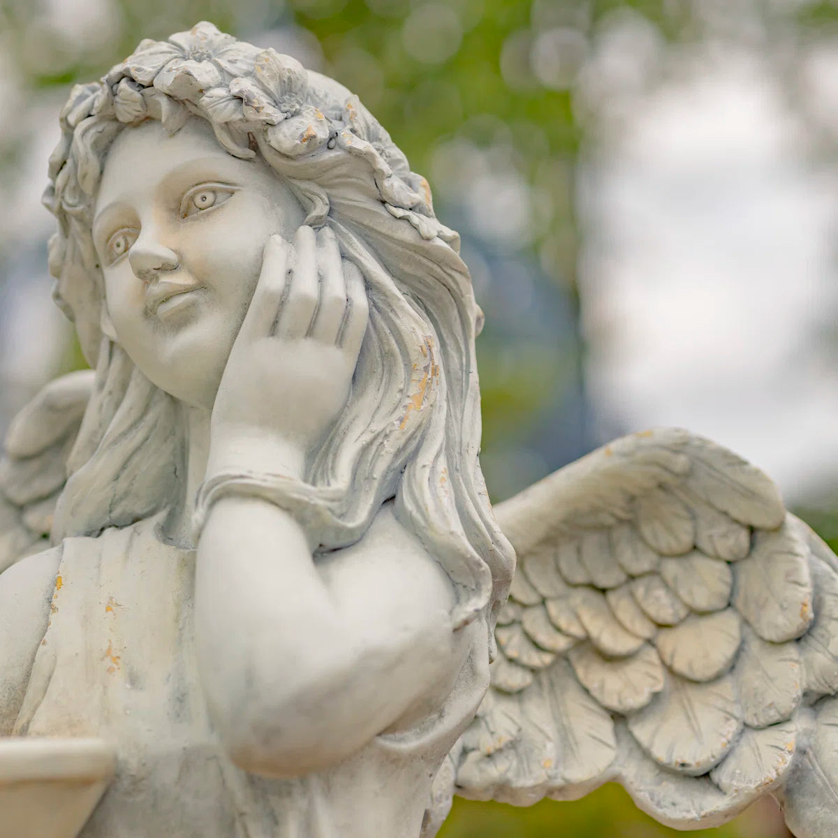 Angel with Birdbath Magnesium Garden Statue